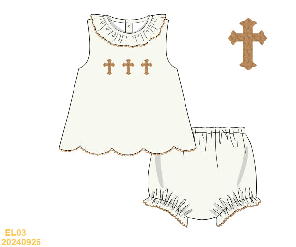 Spring Collection: Linen Cross Bloomer Set