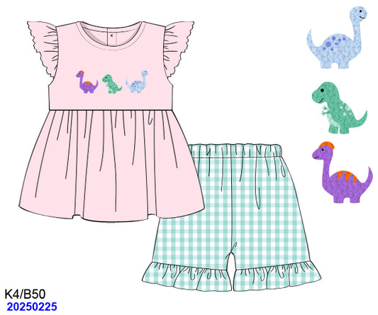 Dino Girl Shorts Set