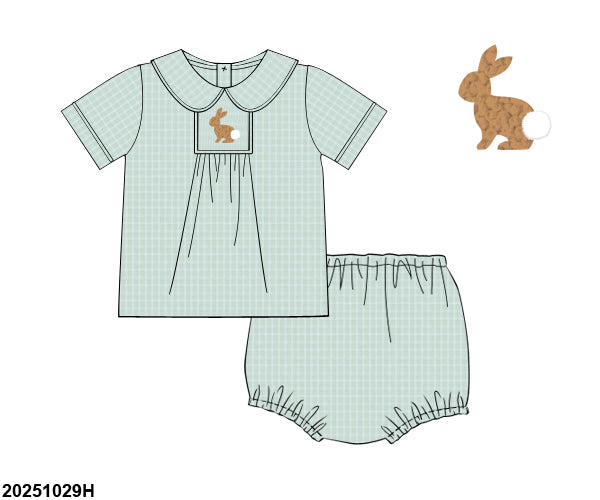 SPRING PO SHIPS MARCH(1-31): Hop little bunnies diaper set boy