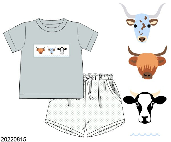 SPRING PO SHIPS MARCH(1-31): Spring Cows Shorts Set