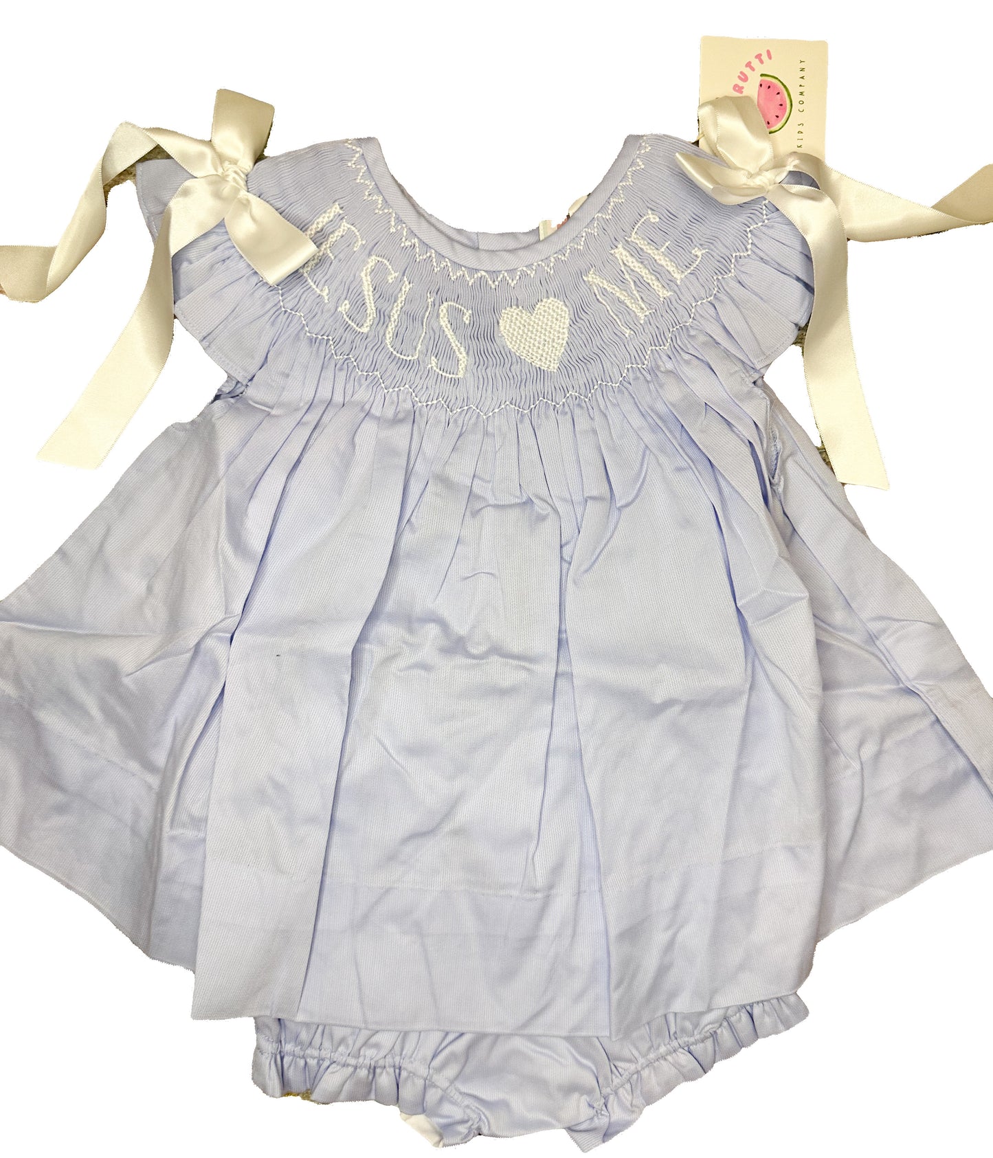 Jesus loves me blue bloomer set