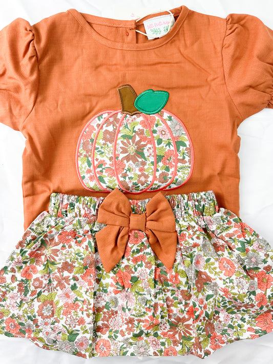 Floral pumpkin skort set