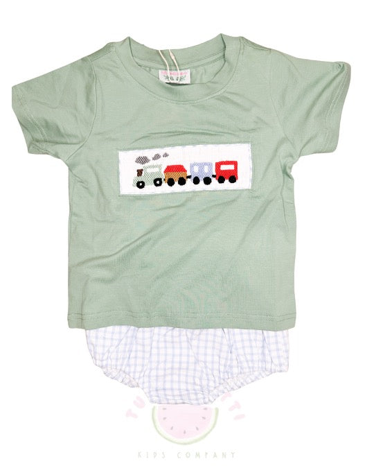 Train Smock Diaper Set