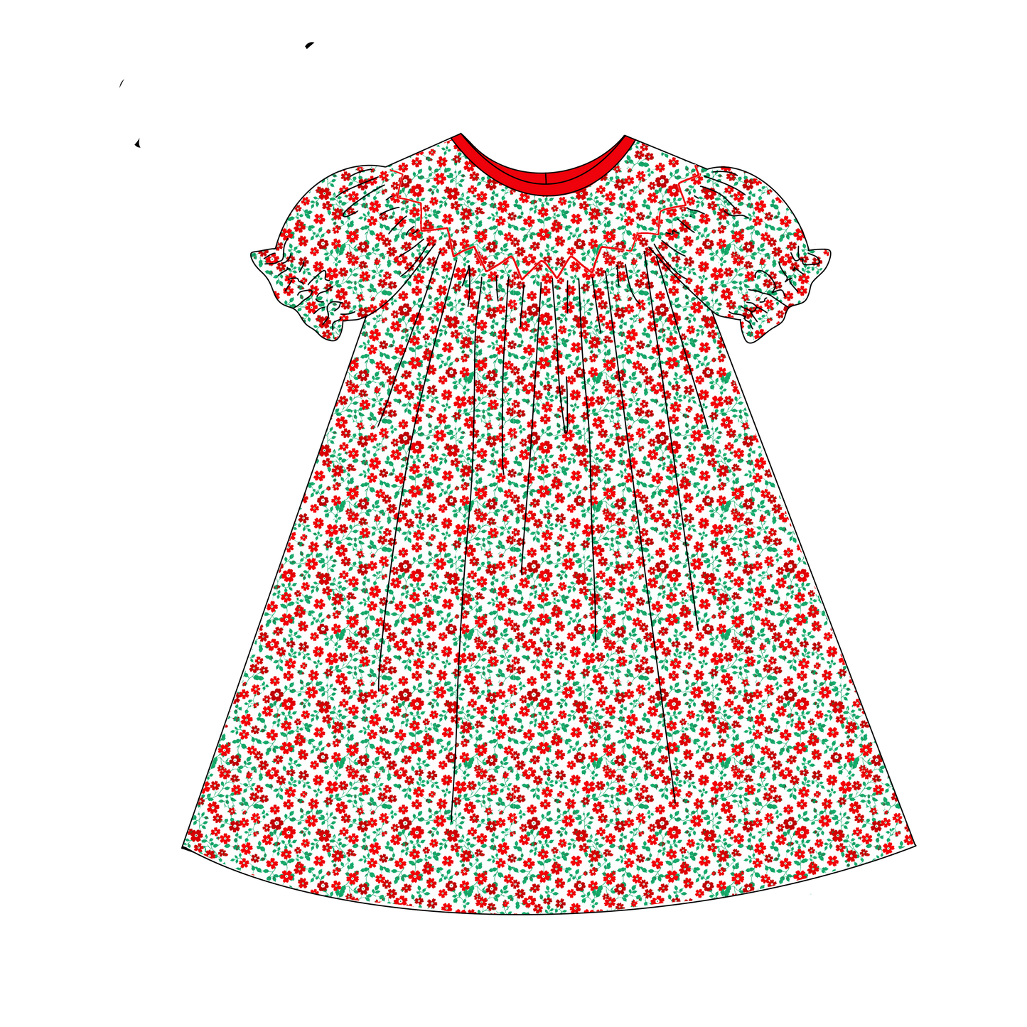 PRE SALE SHIPS OCTOBER: Christmas Floral Dolly dress