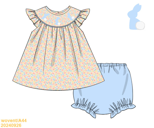 Spring Collection: Blue Bunny Bloomer Set