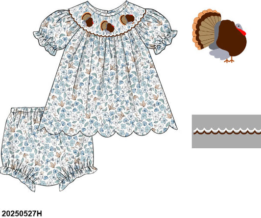 Blue Turkey Bloomer Set