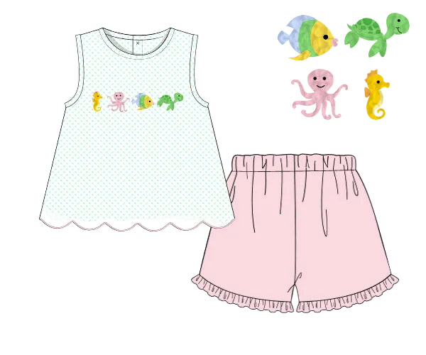 PRE SALE SHIPS JUNE: Ocean Friends Girl Shorts Set