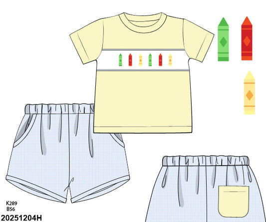 PRE SALE SHIPS JULY: Crayon Smocked Short Set