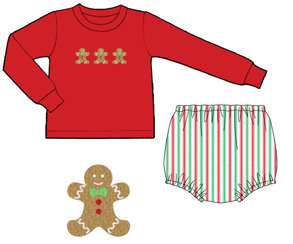 PRE SALE SHIPS OCTOBER: Christmas Gingerbread Diaper Set Boy