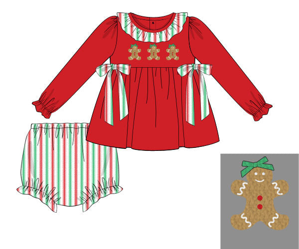 PRE SALE SHIPS OCTOBER: Christmas Gingerbread Diaper Set(Girl)