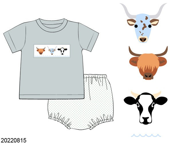 SPRING PO SHIPS MARCH(1-31): Spring Cows Diaper Set