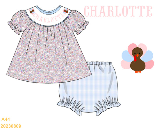 PRE SALE SHIPS SEPTEMBER: Turkey Name Bloomer/Dress
