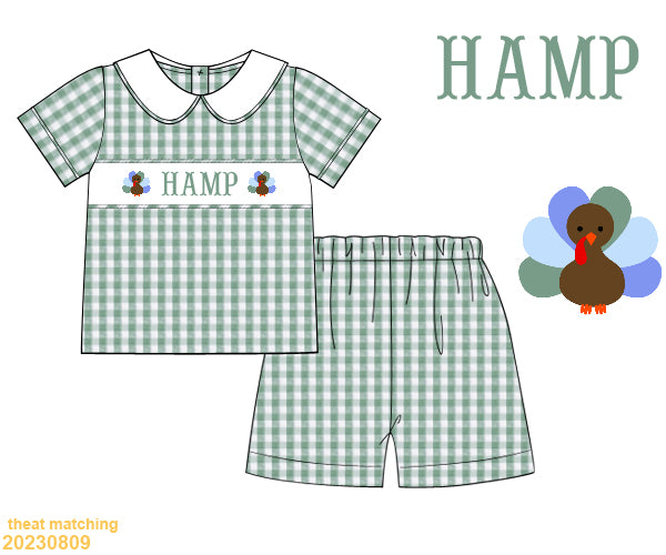 PRE ORDER: Turkey Name Smock Shorts Set