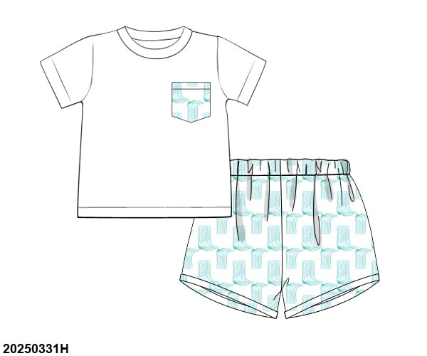Western Cowboy Shorts Set