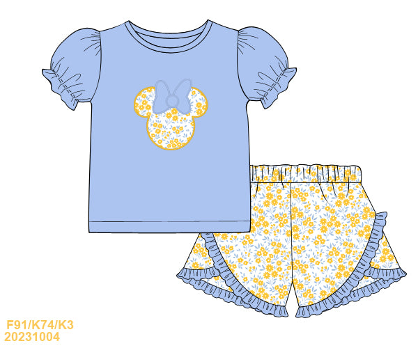 Magical Moments Collection: Floral Mouse Shorts Set