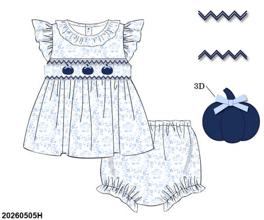 Chinoserie Pumpkin Bloomer Set/Dress