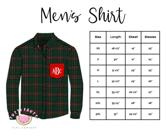 SIZE CHART:Men's shirt