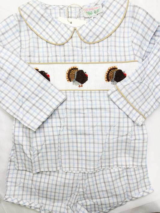 Fall Turkey Shorts Set