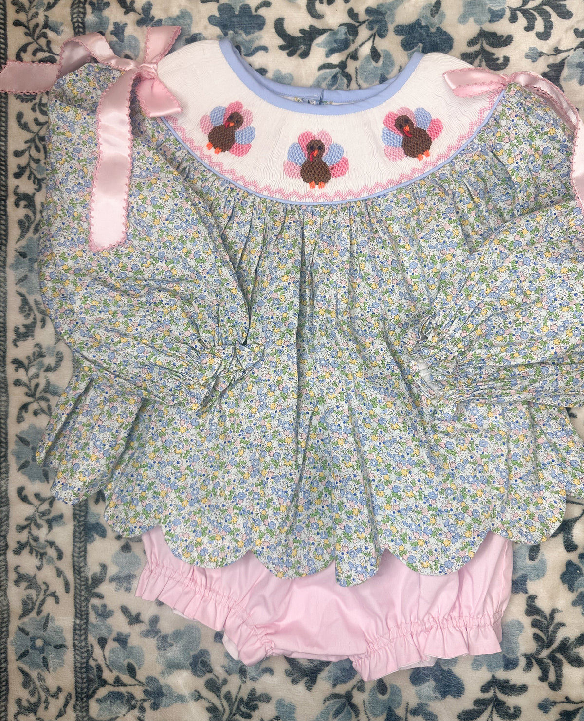 PRE SALE SHIPS OCTOBER: Floral Turkey Diaper Set/Dress