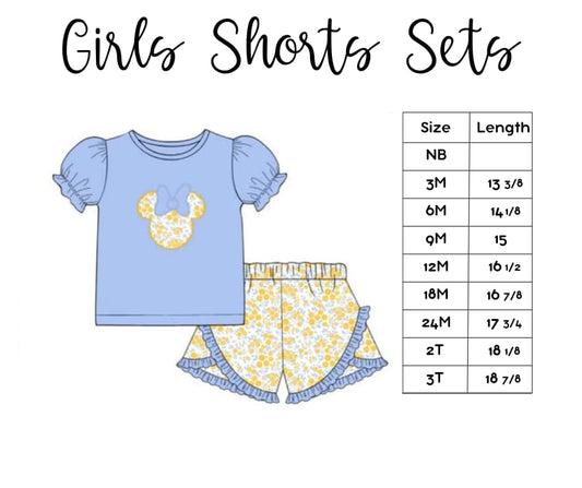 SIZE CHART: Girl Shorts Set