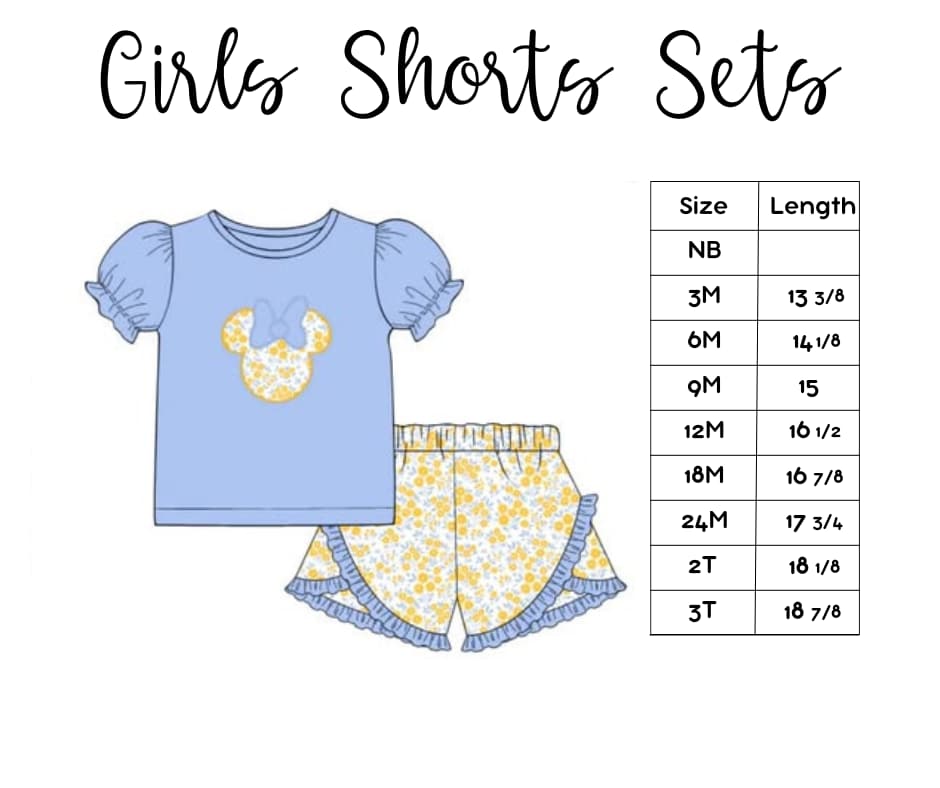 SIZE CHART: Girl Shorts Set