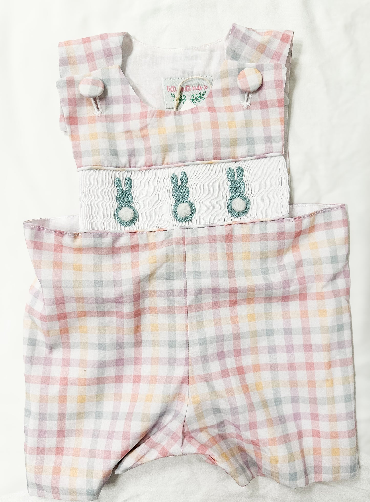 Easter Collection: Easter Plaid Peep Shortall