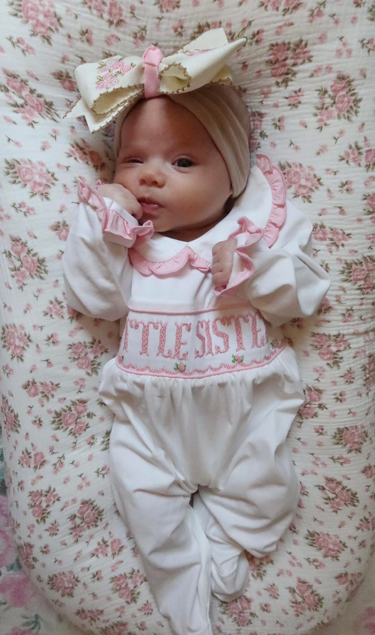 Coming Home Collection: Little Sister Footed Onesie