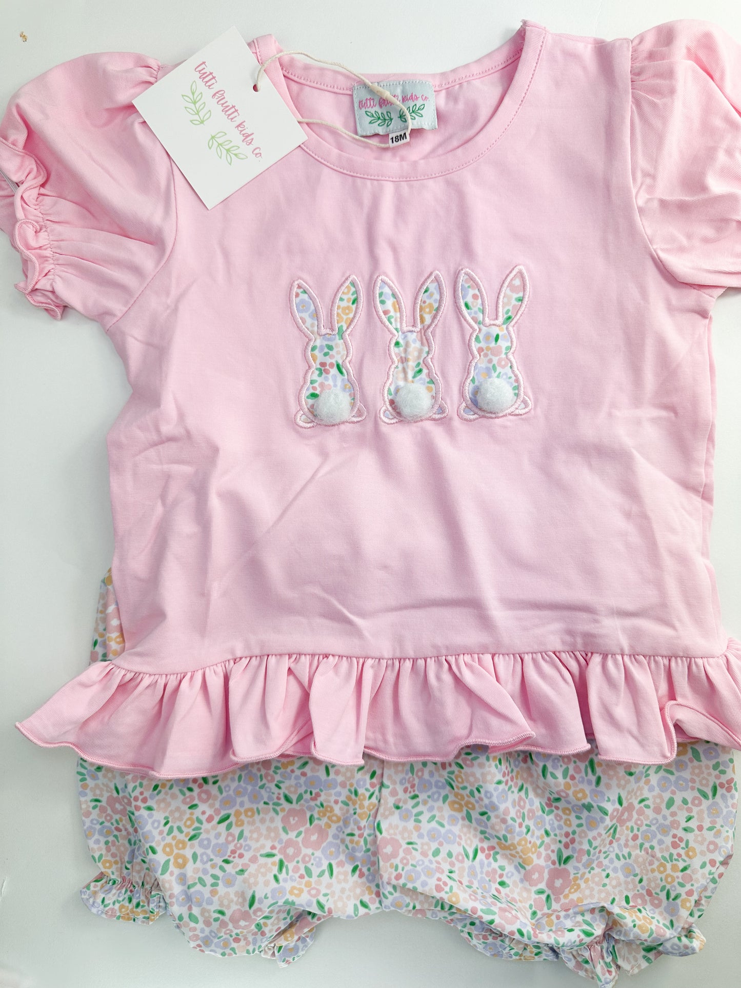 Spring Collection: Bunny Applique Bubble Shorts Set