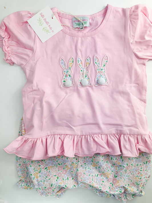 Spring Collection: Bunny Applique Bubble Shorts Set