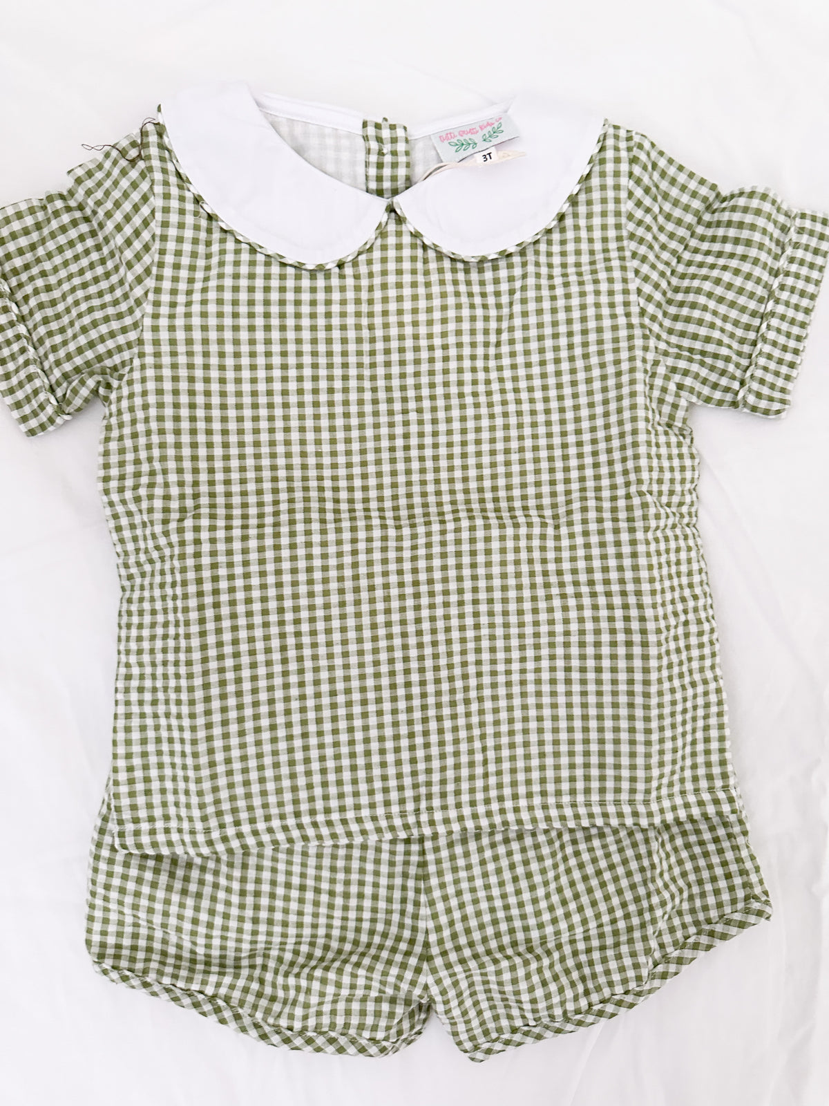 Gingham seersucker bubble shorts set