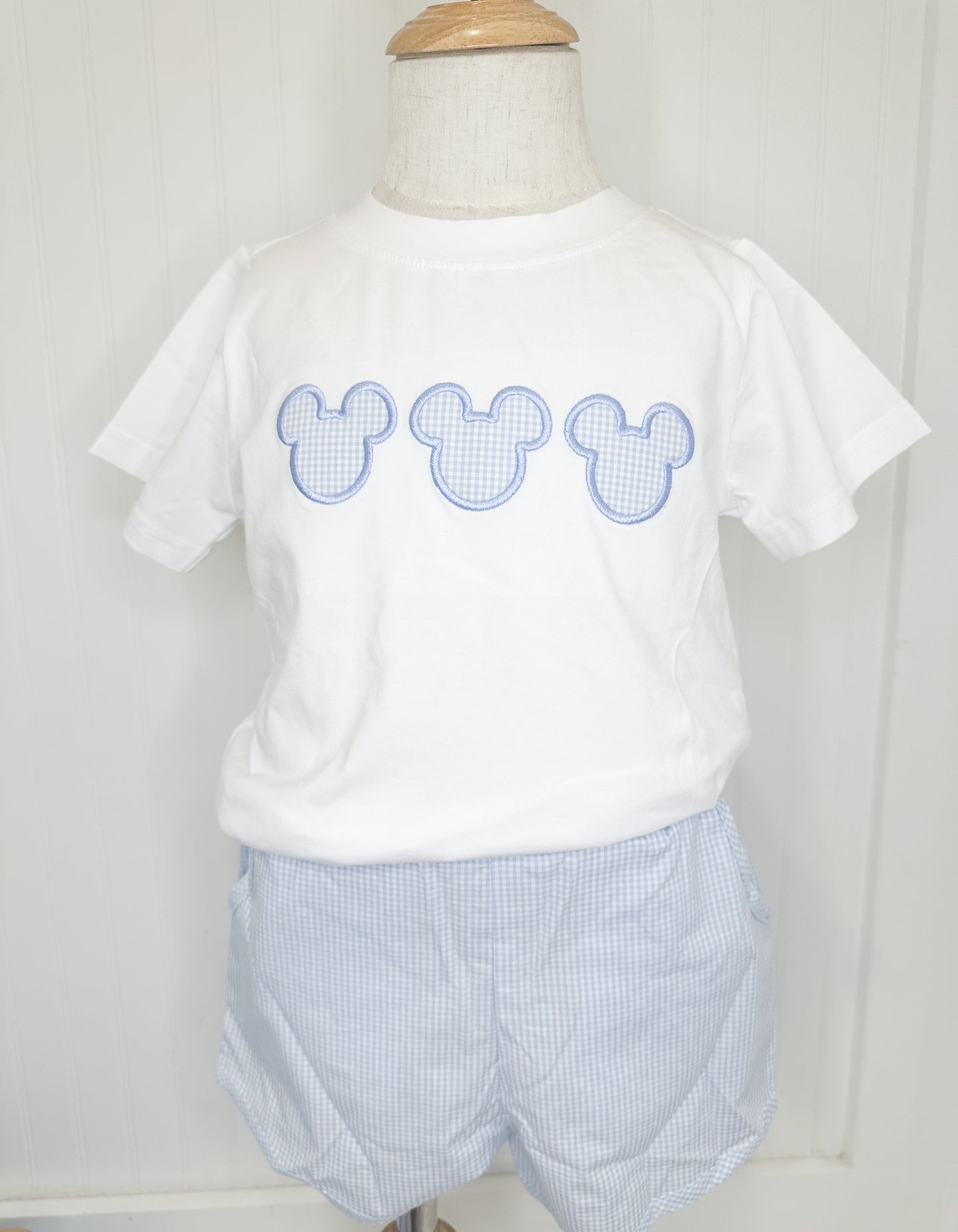 Magical Moments Collection: Blue Gingham Mouse shorts set
