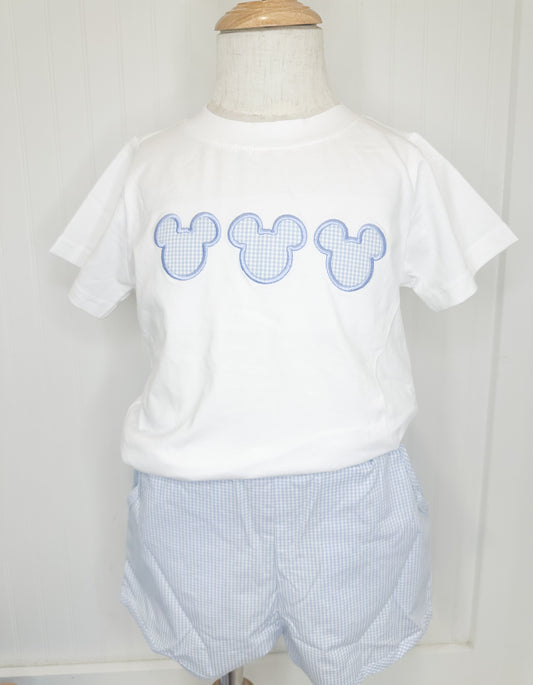 Magical Moments Collection: Blue Gingham Mouse shorts set