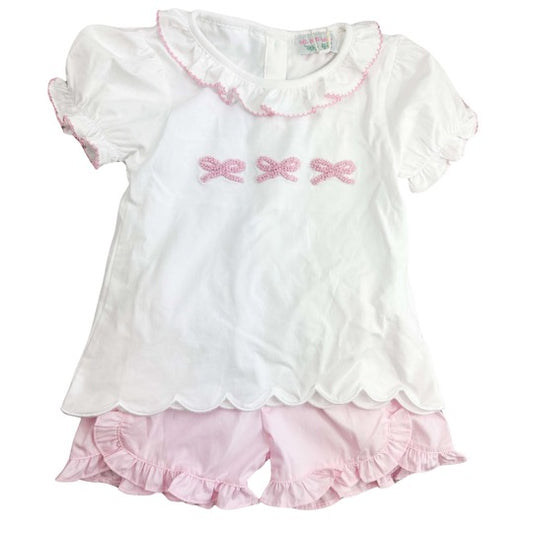 french knot bow shorts set