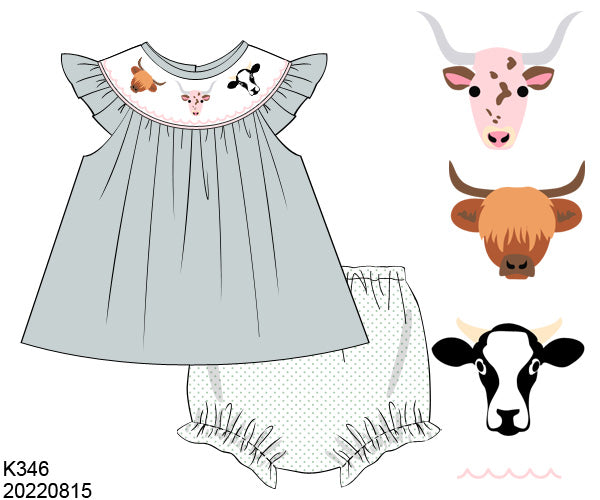 Cow Knit Bloomer Set