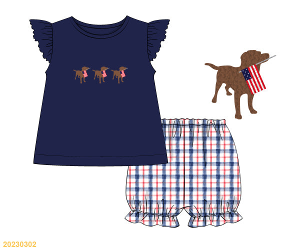 SUMMER Collection: Patriotic dog bubble shorts set